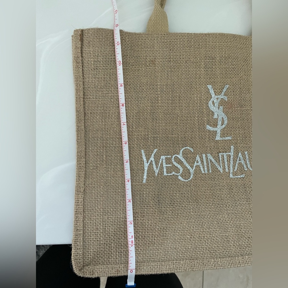 Used YSL GWP Brown Canvas Tote with Glittery Logo - Picture 11 of 13
